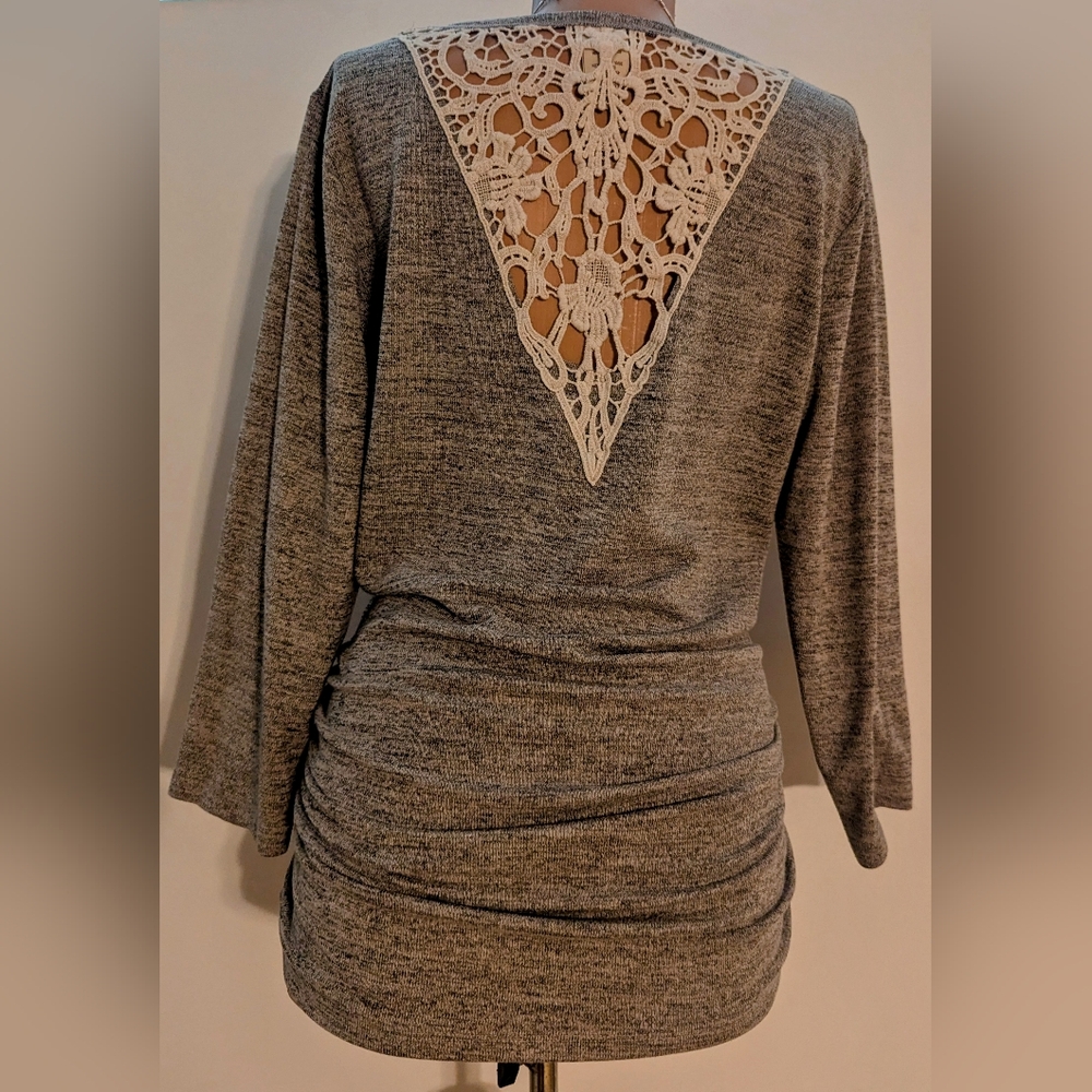 Faded Glory, LG, Gray, long sleeve, lace back sweater